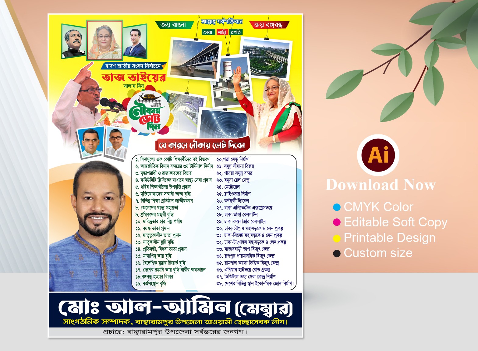 যে কারনে নৌকায় ভোট দিবেন পোস্টার