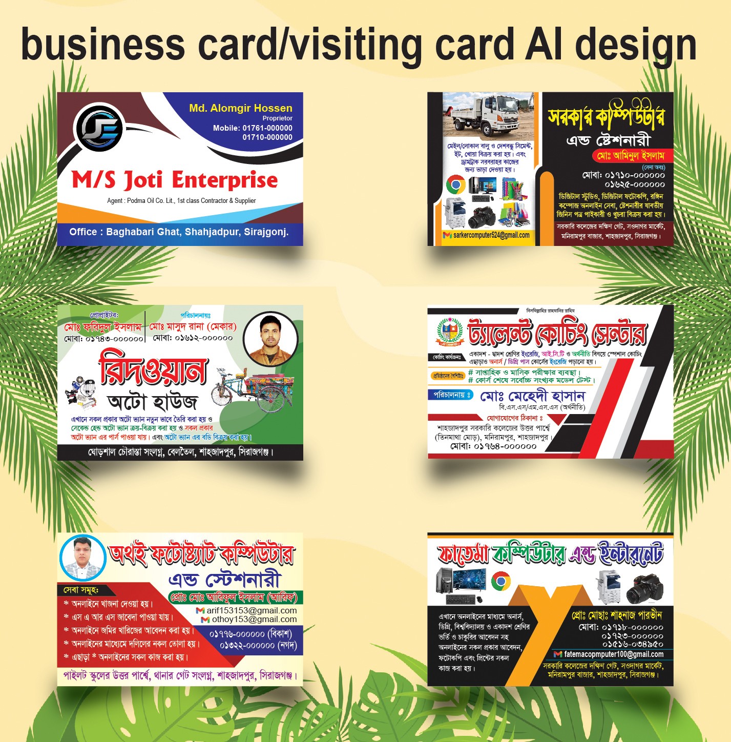 6 pis Bangla visiting card design - Ai