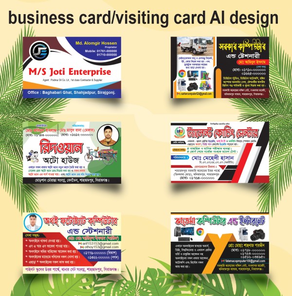 6 pis Bangla visiting card design - Ai গ্রাফিক্স ডিজাইন ফাইল