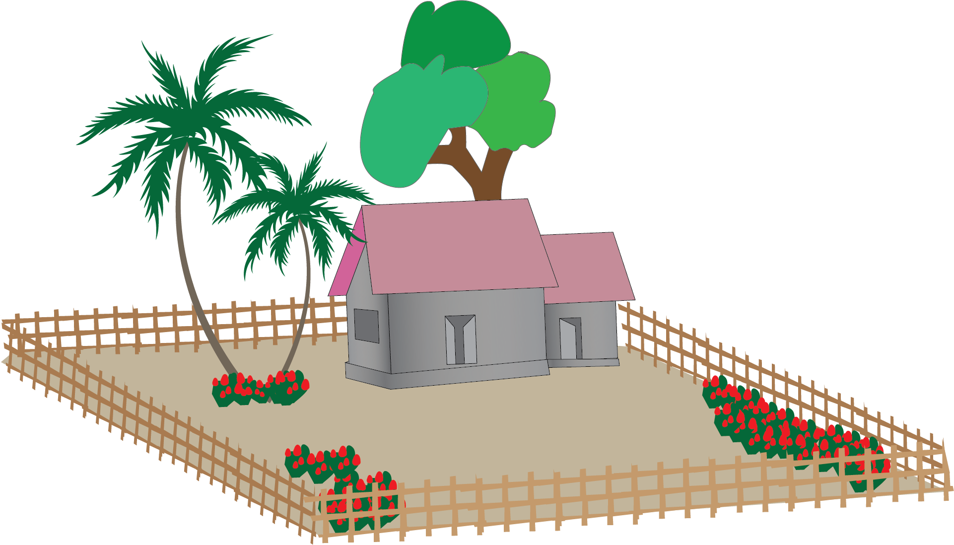 কুঁড়েঘর আর্ট ভেক্টর ডিজাইন || Hut Art vector design