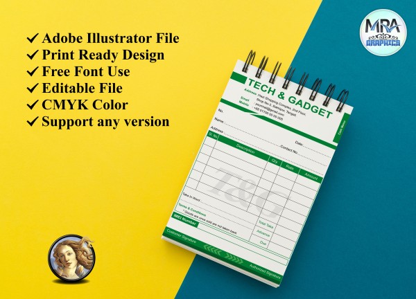 Tech And Gadget Shop Cash Memo Design গ্রাফিক্স ডিজাইন ফাইল