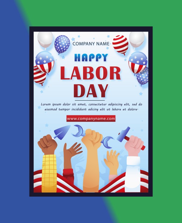 Happy Labor Day Poster Design গ্রাফিক্স ডিজাইন ফাইল