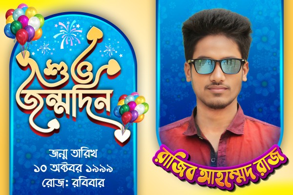 শুভ জন্মদিন ব্যানার ডিজাইন গ্রাফিক্স ডিজাইন ফাইল