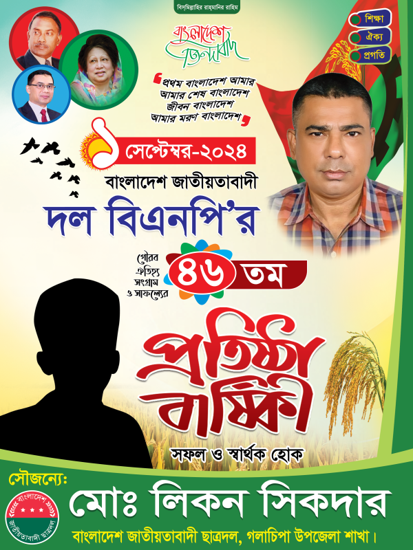 বিএনপি প্রতিষ্ঠা বার্ষিকী ব্যানার BNP গ্রাফিক্স ডিজাইন ফাইল