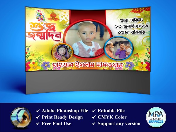 Shuvo Jonmodin Banner Design গ্রাফিক্স ডিজাইন ফাইল