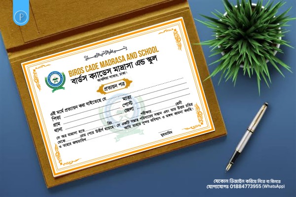 মাদ্রাসা শিক্ষার্থী প্রত্যয়ন পত্র ডিজাইন গ্রাফিক্স ডিজাইন ফাইল