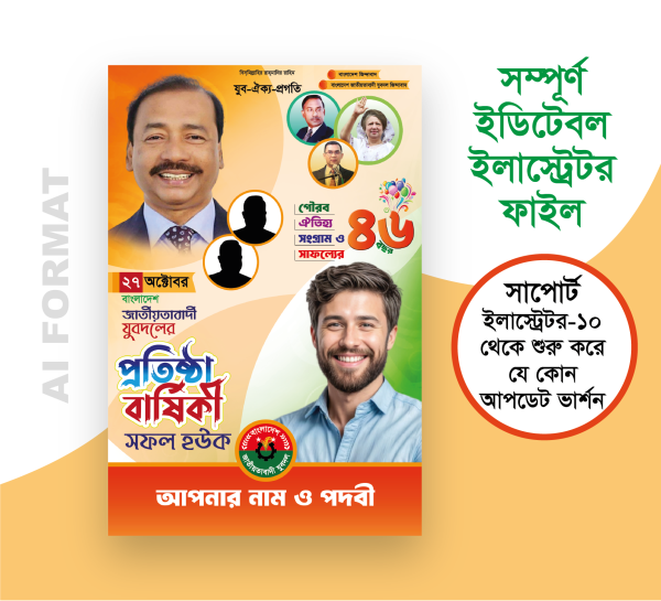 যুবদলের প্রতিষ্ঠাবার্ষিকী ব্যানার | Jubodol banner/festoon গ্রাফিক্স ডিজাইন ফাইল