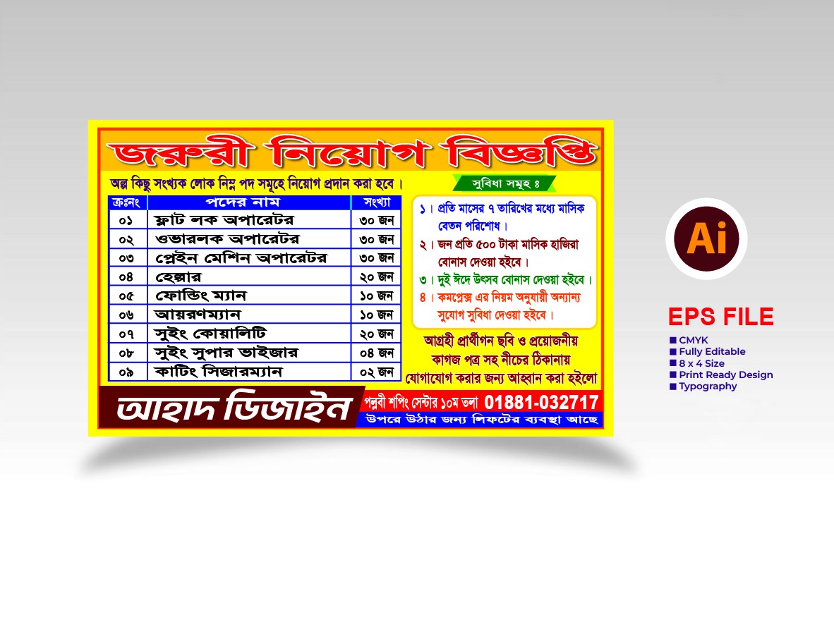 Niyog Biggopti | নিয়োগ বিজ্ঞপ্তি ব্যানার ডিজাইন