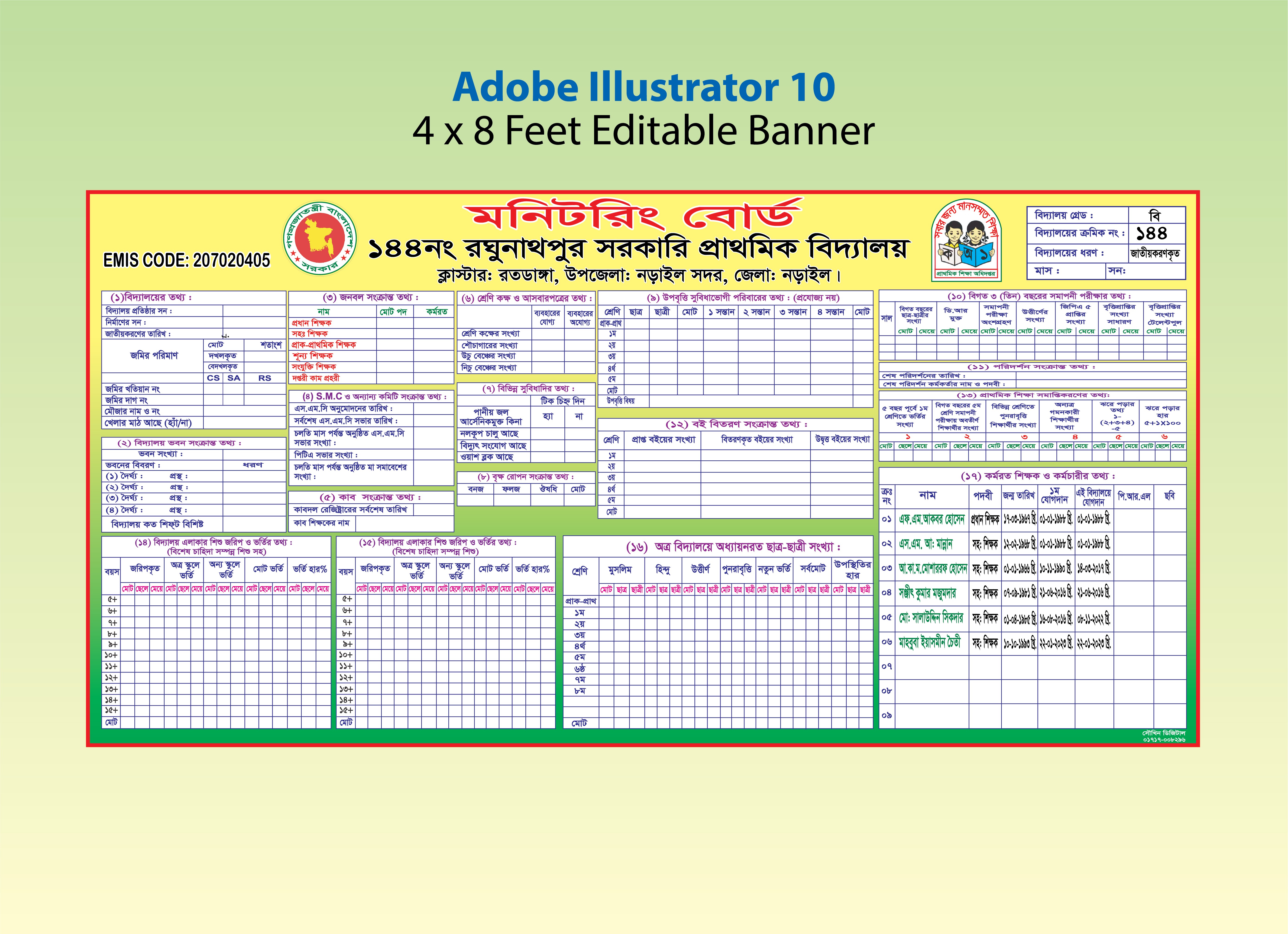 প্রাথমিক বিদ্যালয়ের মনিটরিং বোর্ড ডিজাইন