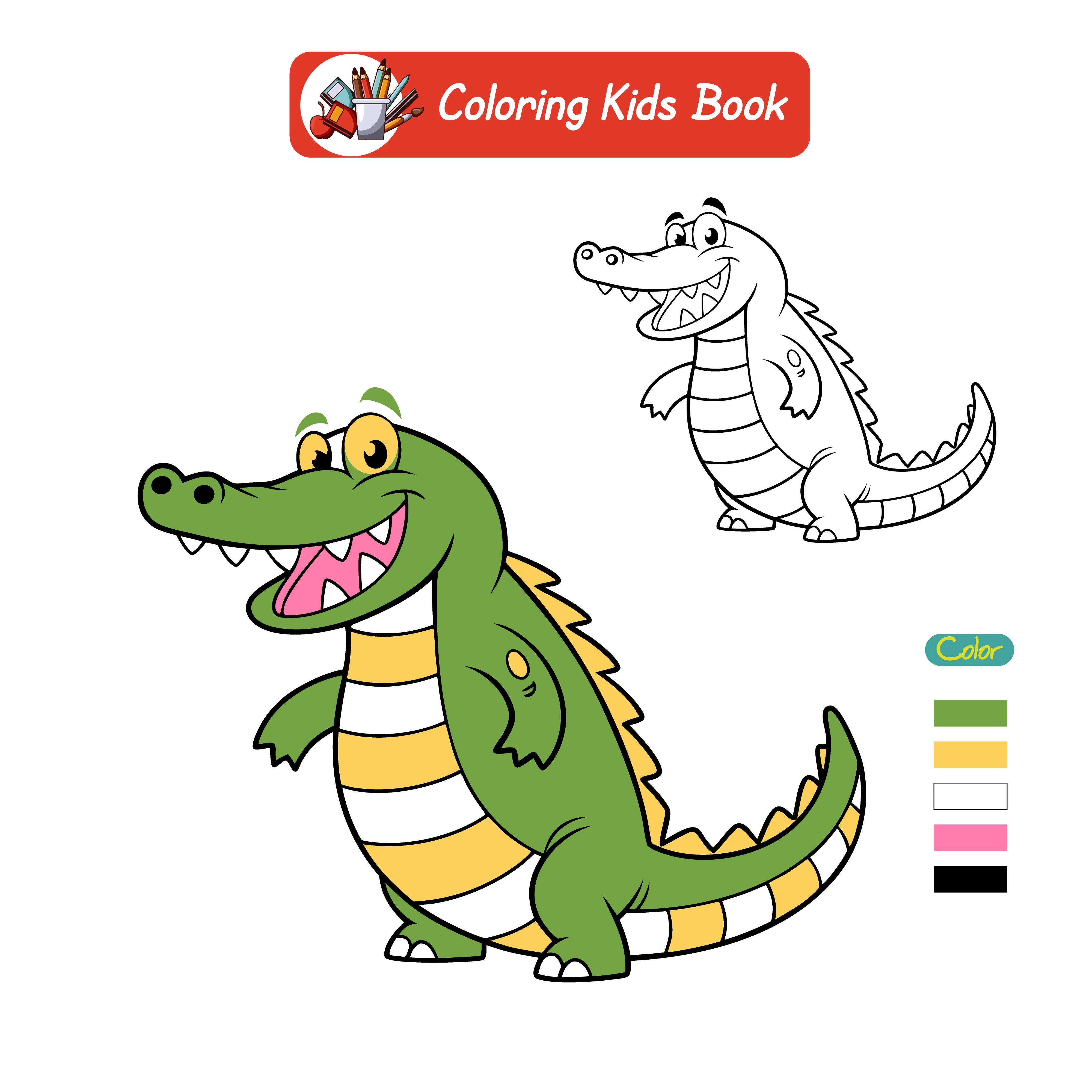 Coloring book for kids alligator vector
