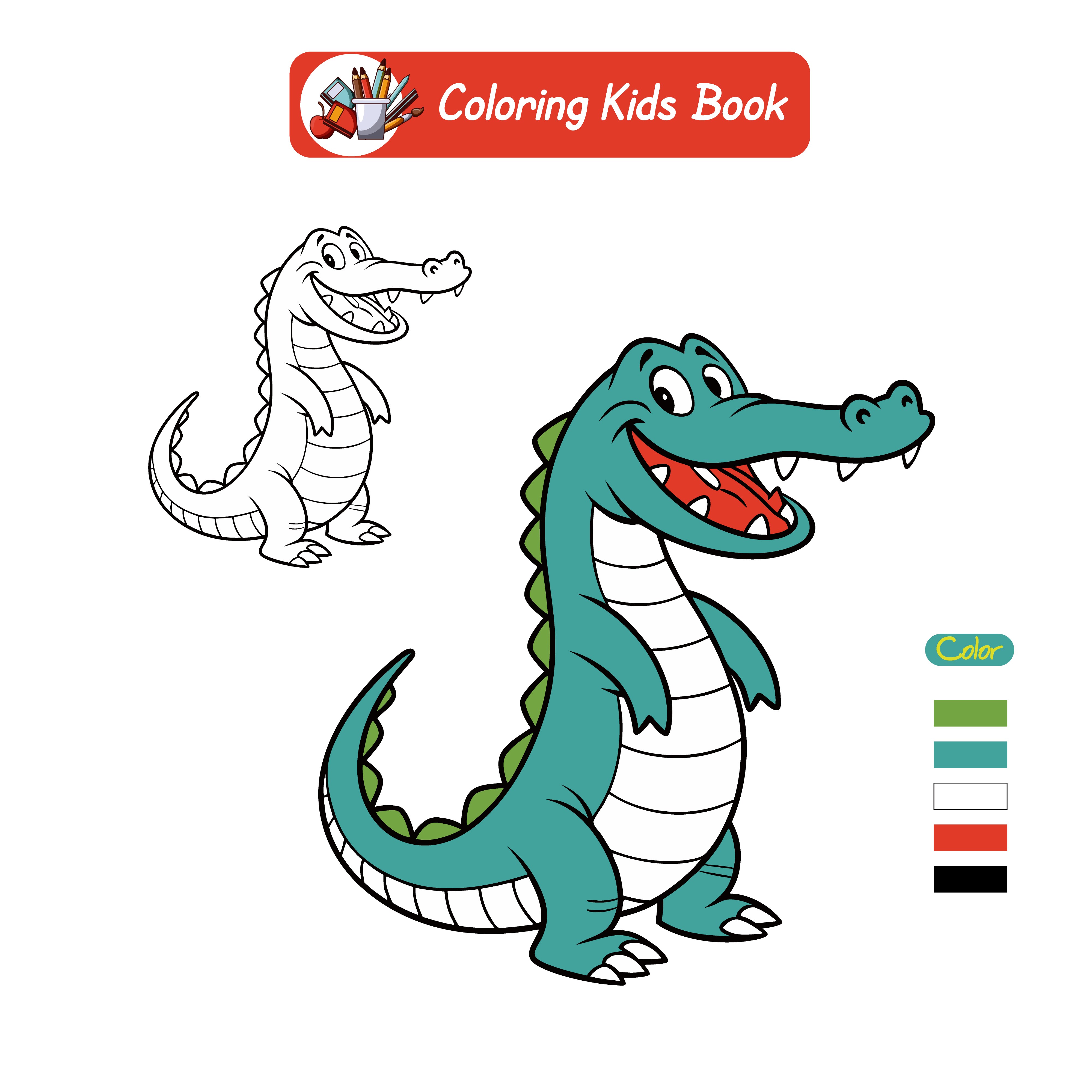 Coloring book for kids alligator vector