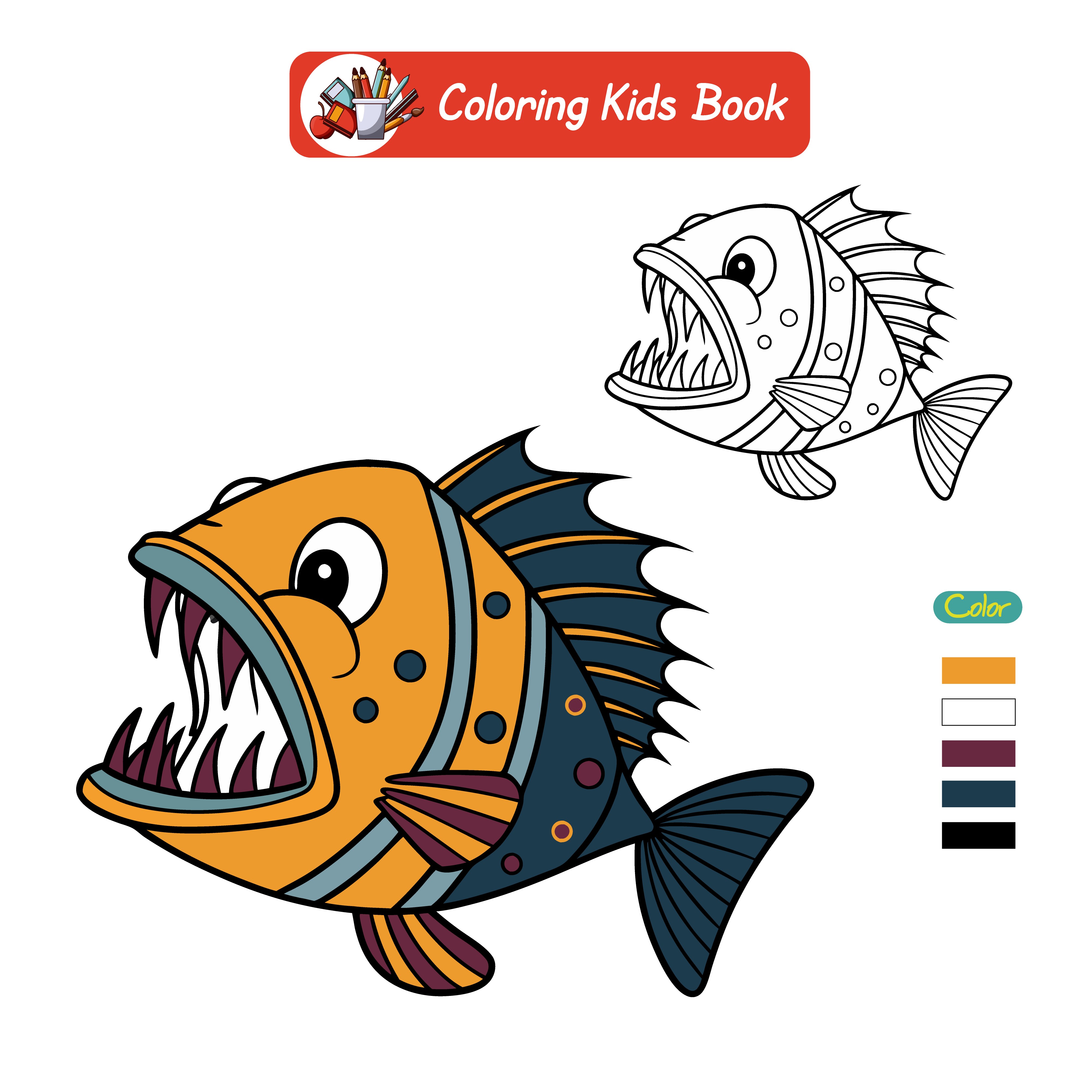Coloring book for kids angler fish vector