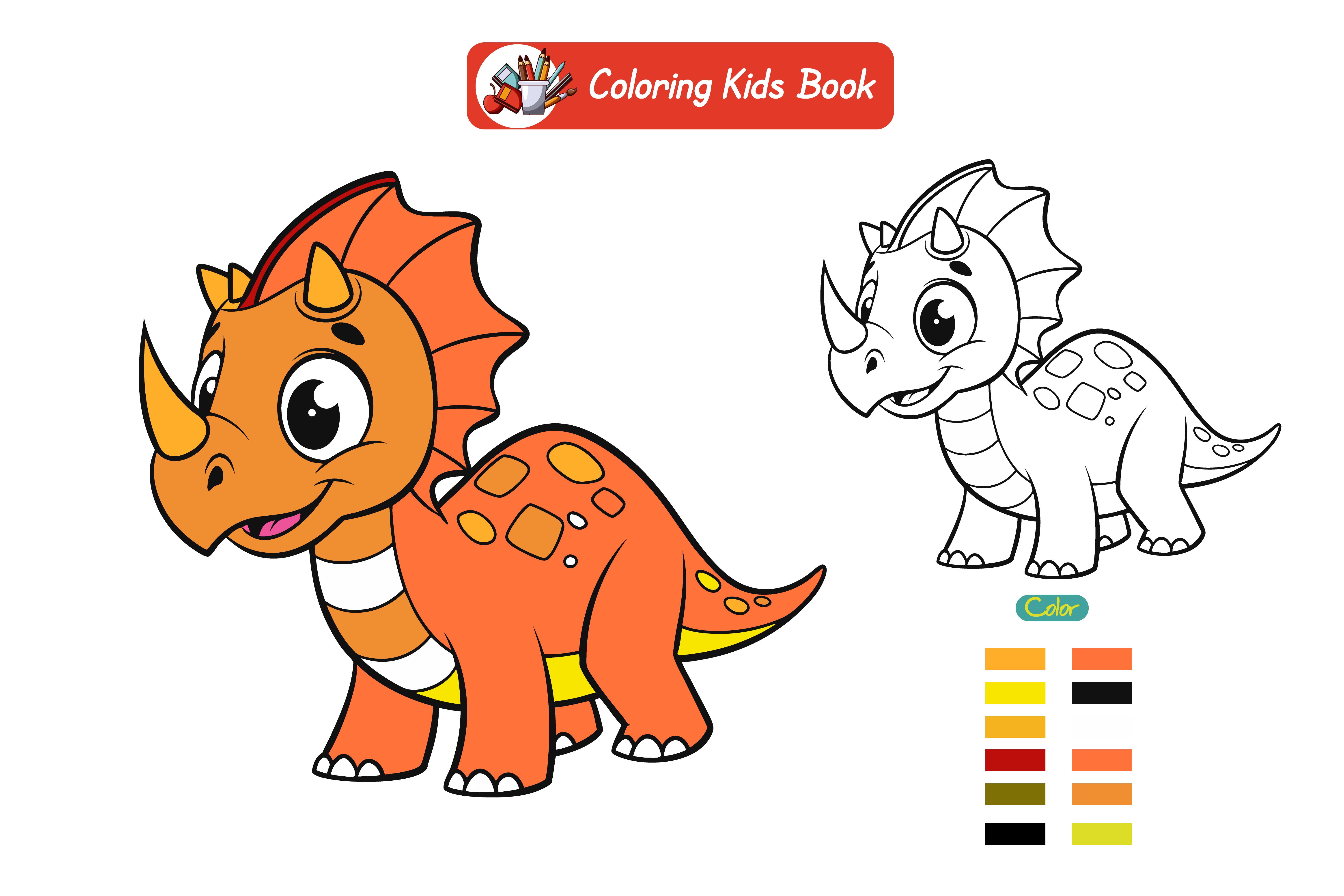 Coloring book for kids baby dinosaur vector