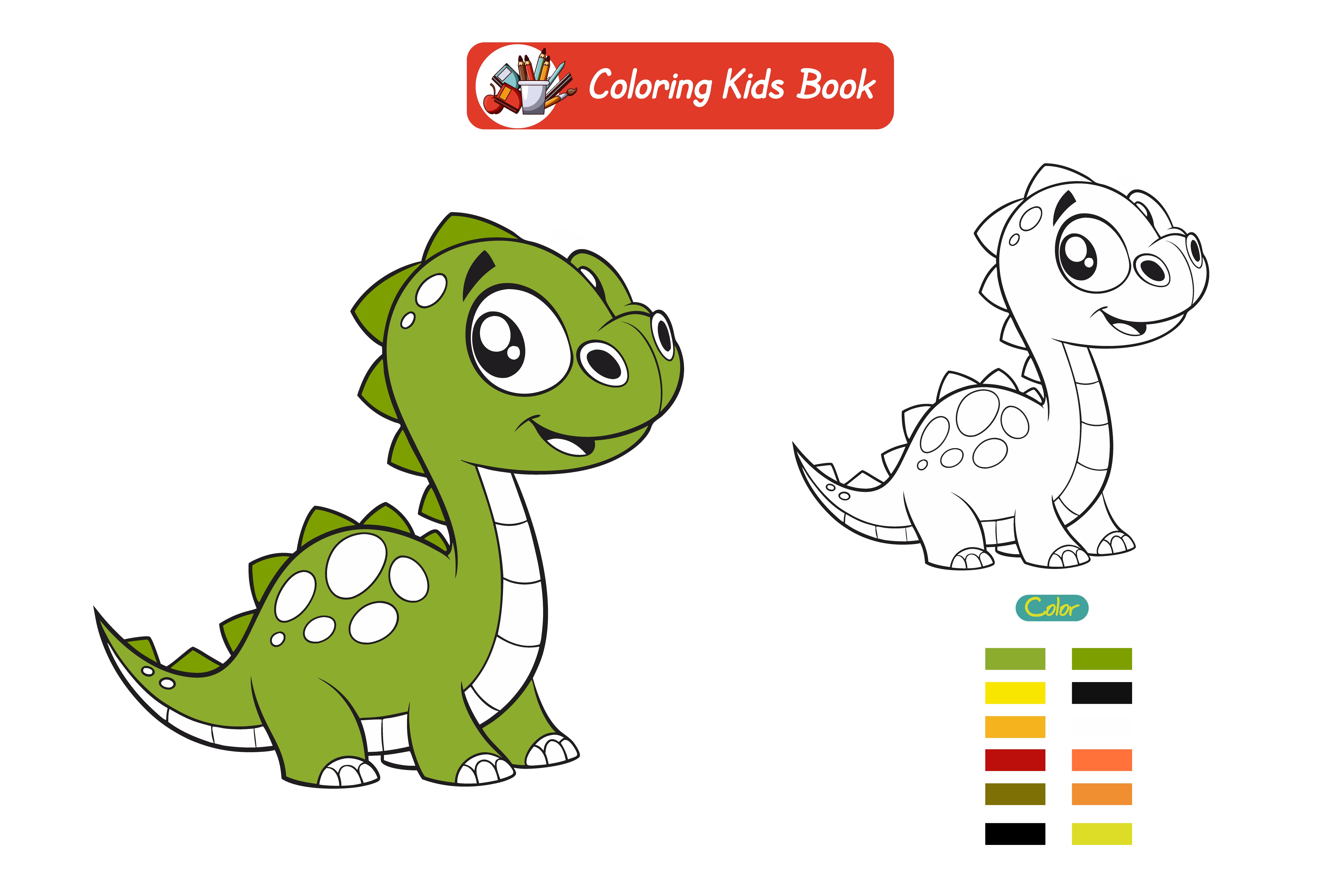 Coloring book for kids baby dinosaur vector