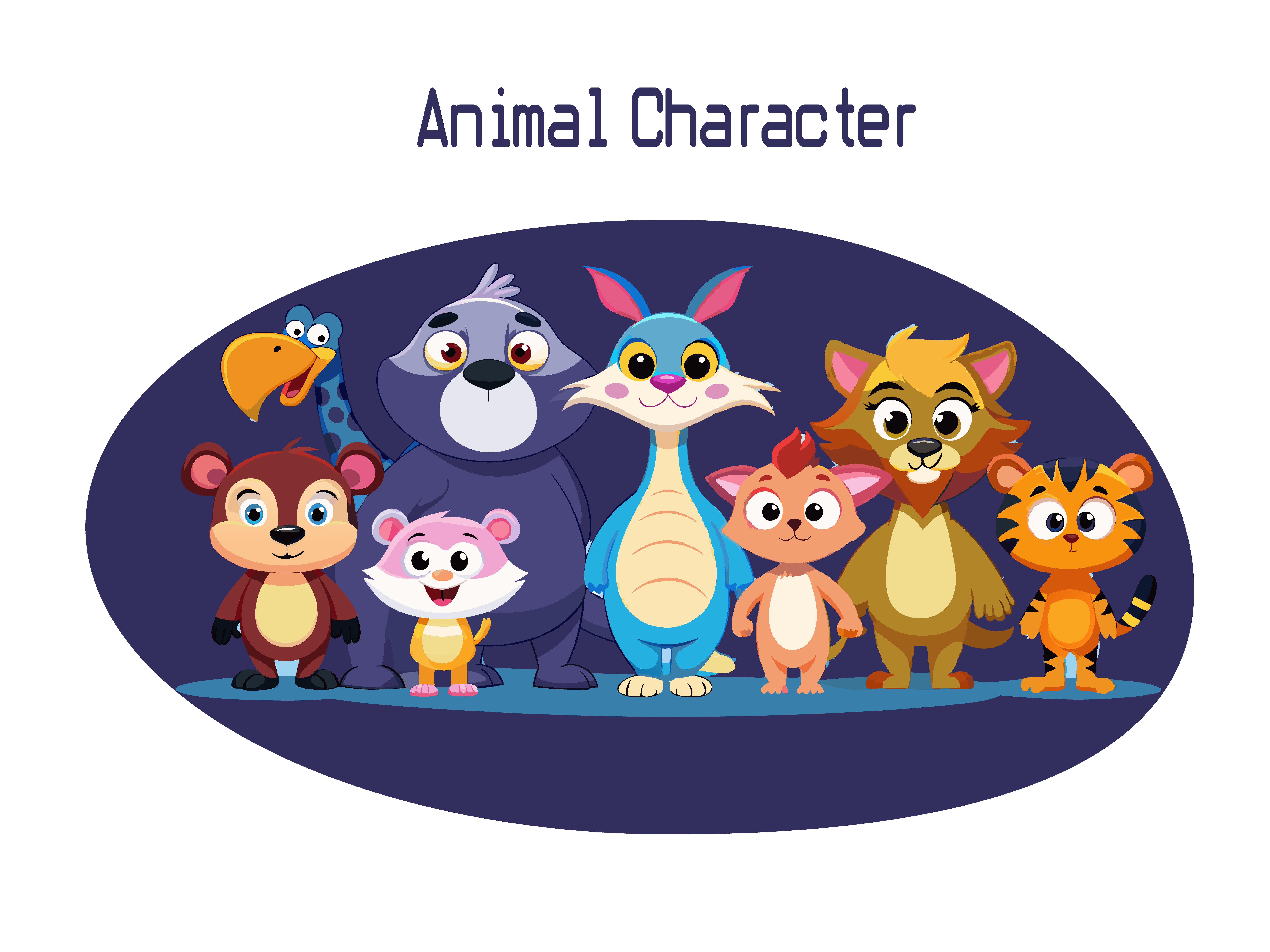 set of animals character vector illustrations