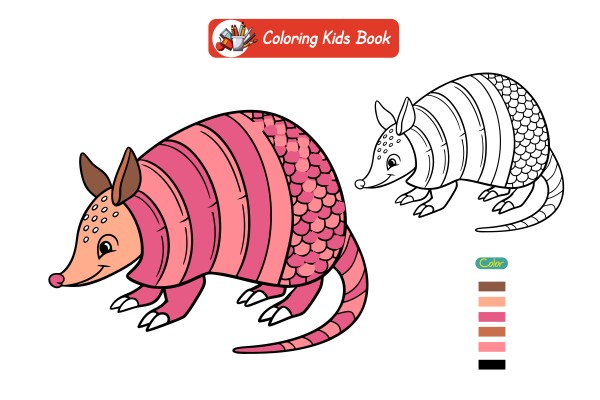 Coloring book for kids armadillo vector গ্রাফিক্স ডিজাইন ফাইল