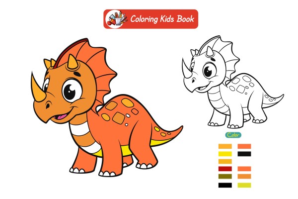 Coloring book for kids baby dinosaur vector গ্রাফিক্স ডিজাইন ফাইল