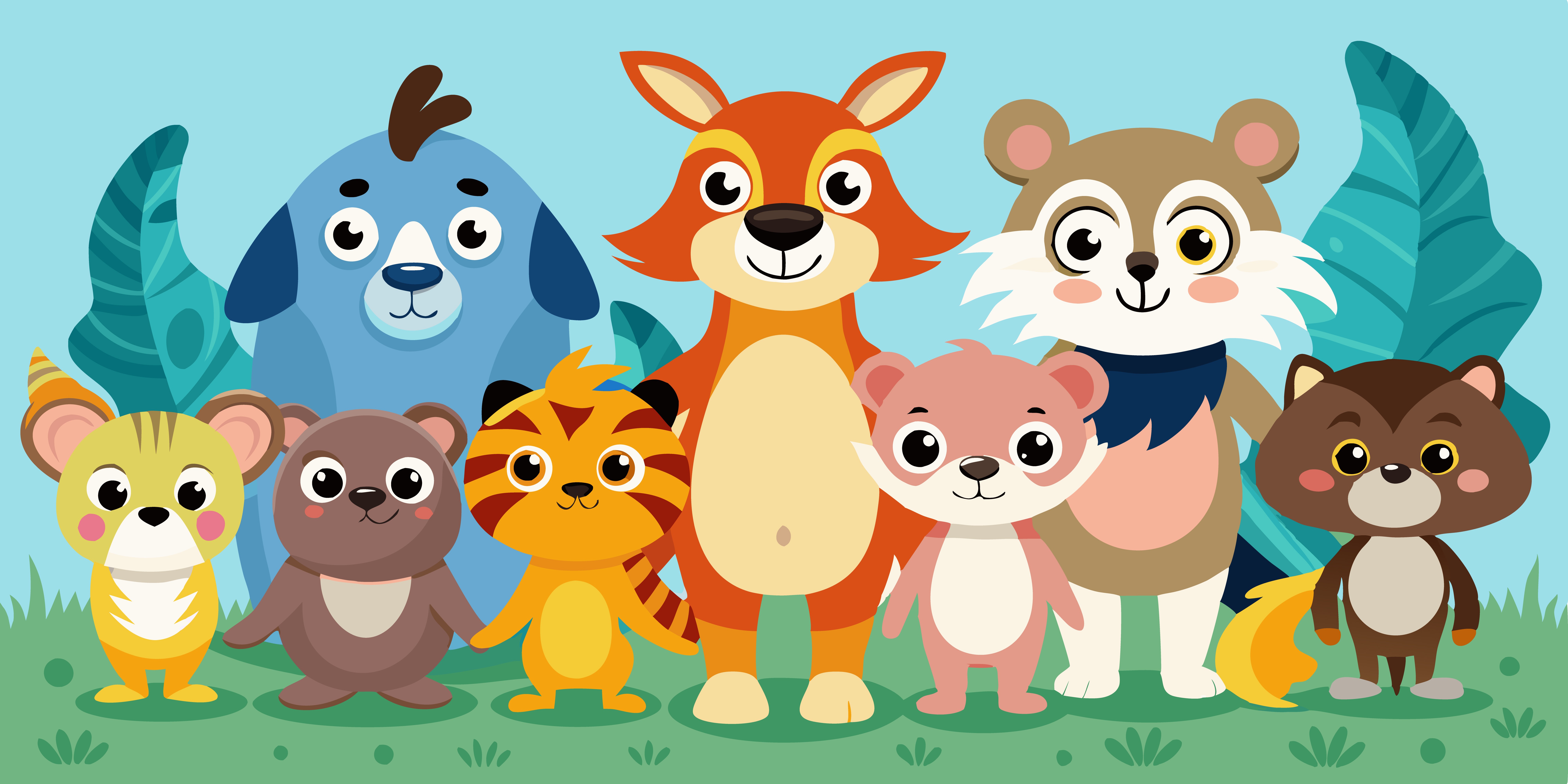 Set of animal cartoon character illustration