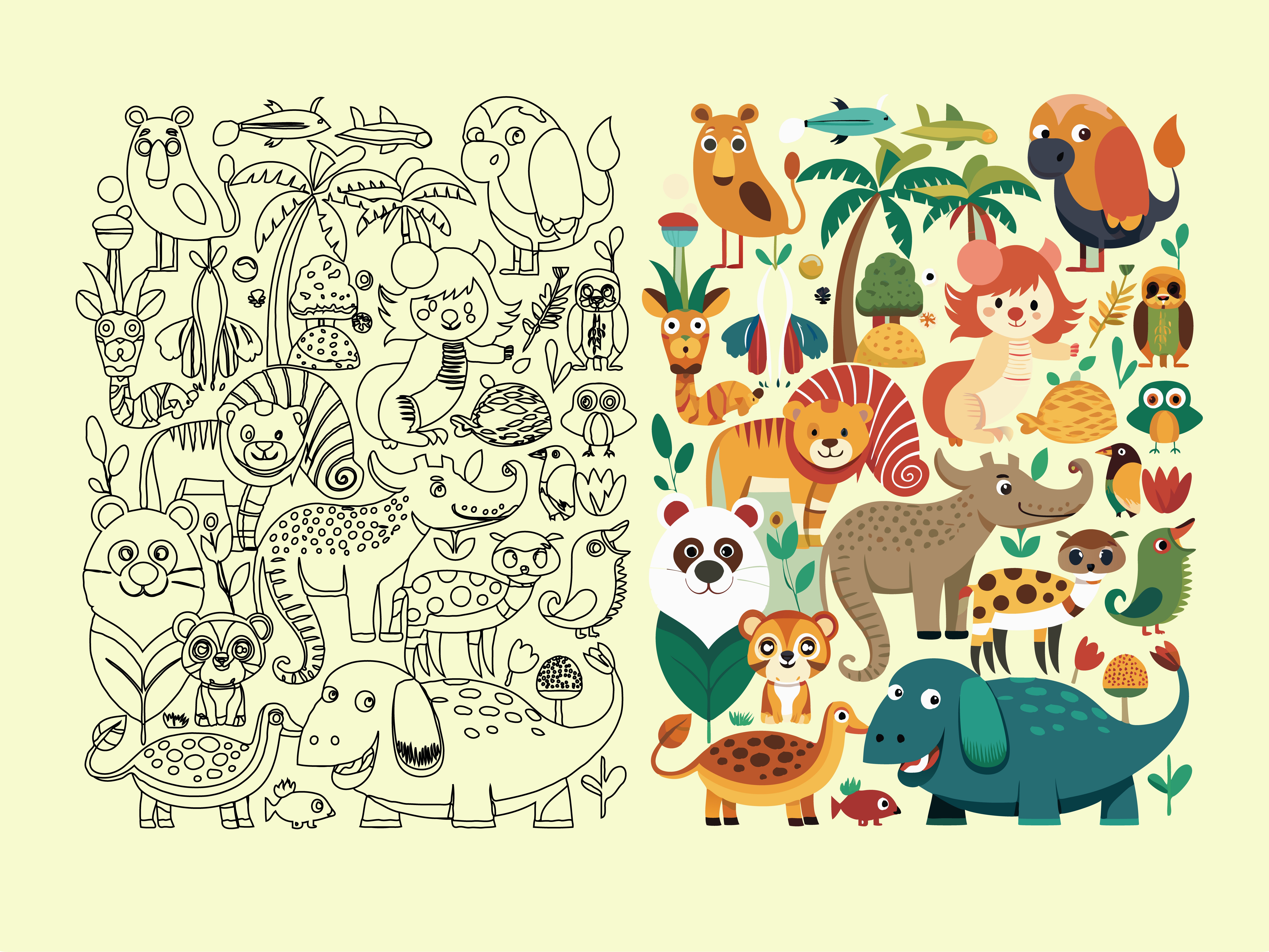 Set of animal cartoon character illustrations