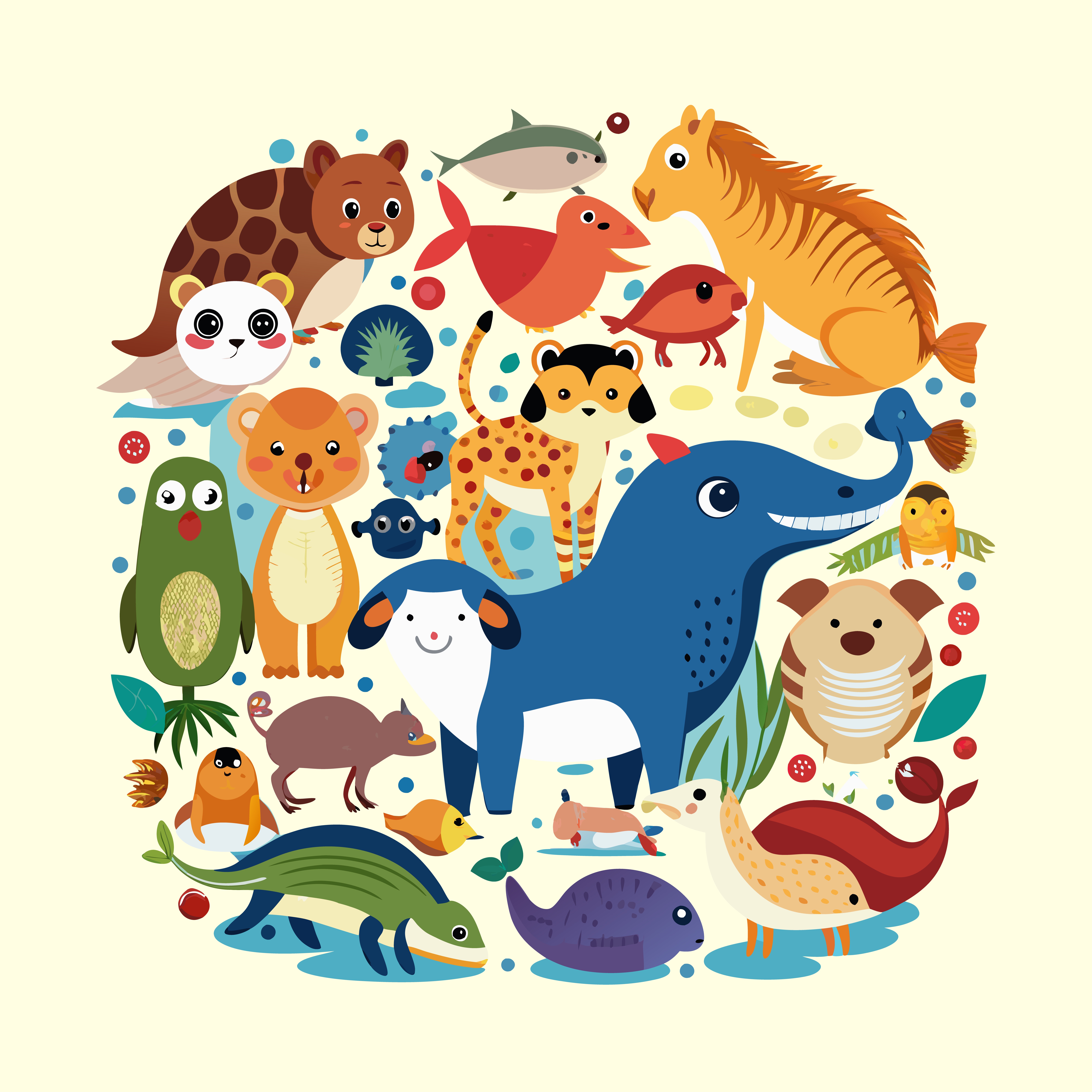 Set of animal cartoon character illustration