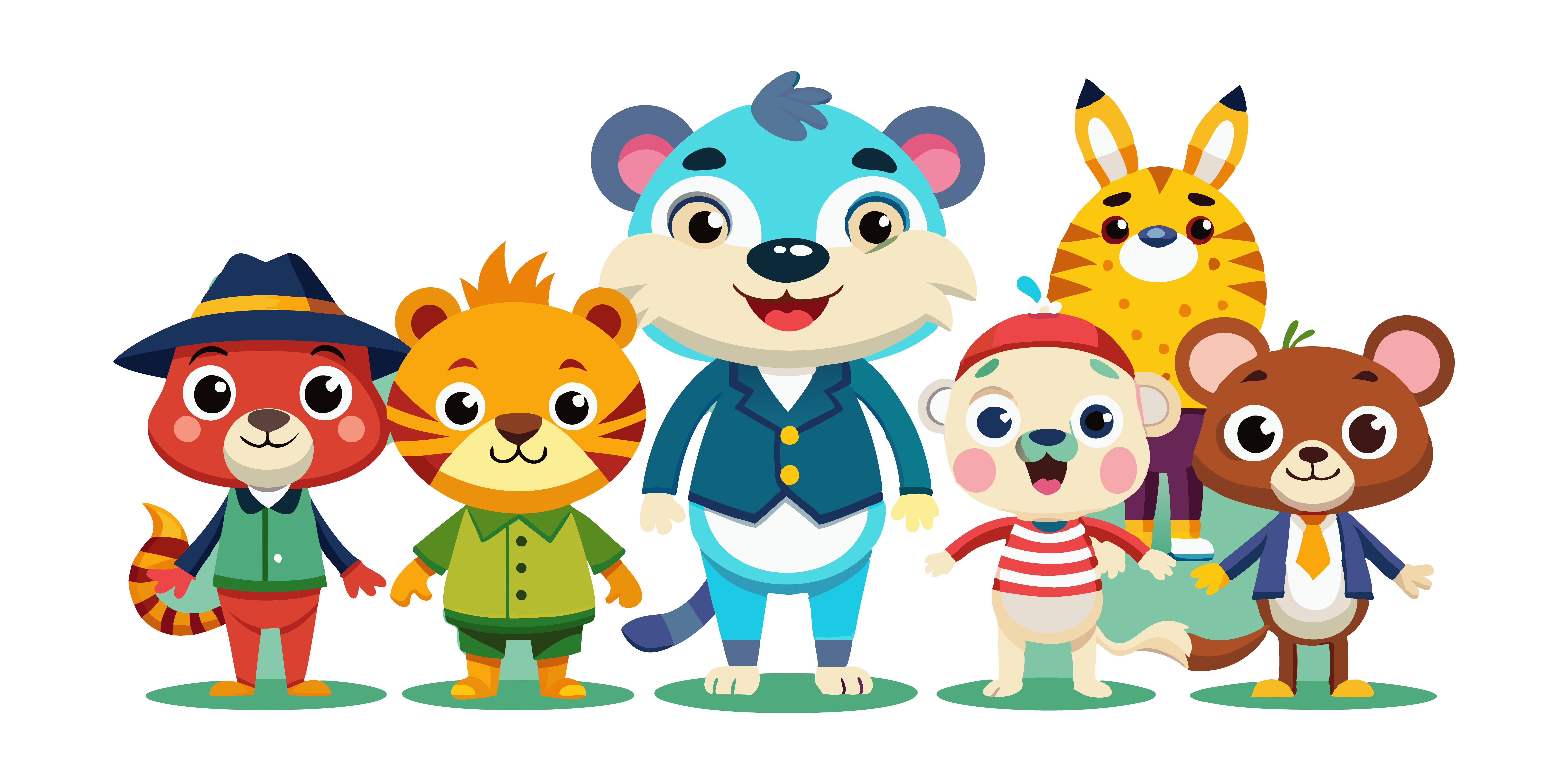 Set of animal cartoon character illustrations