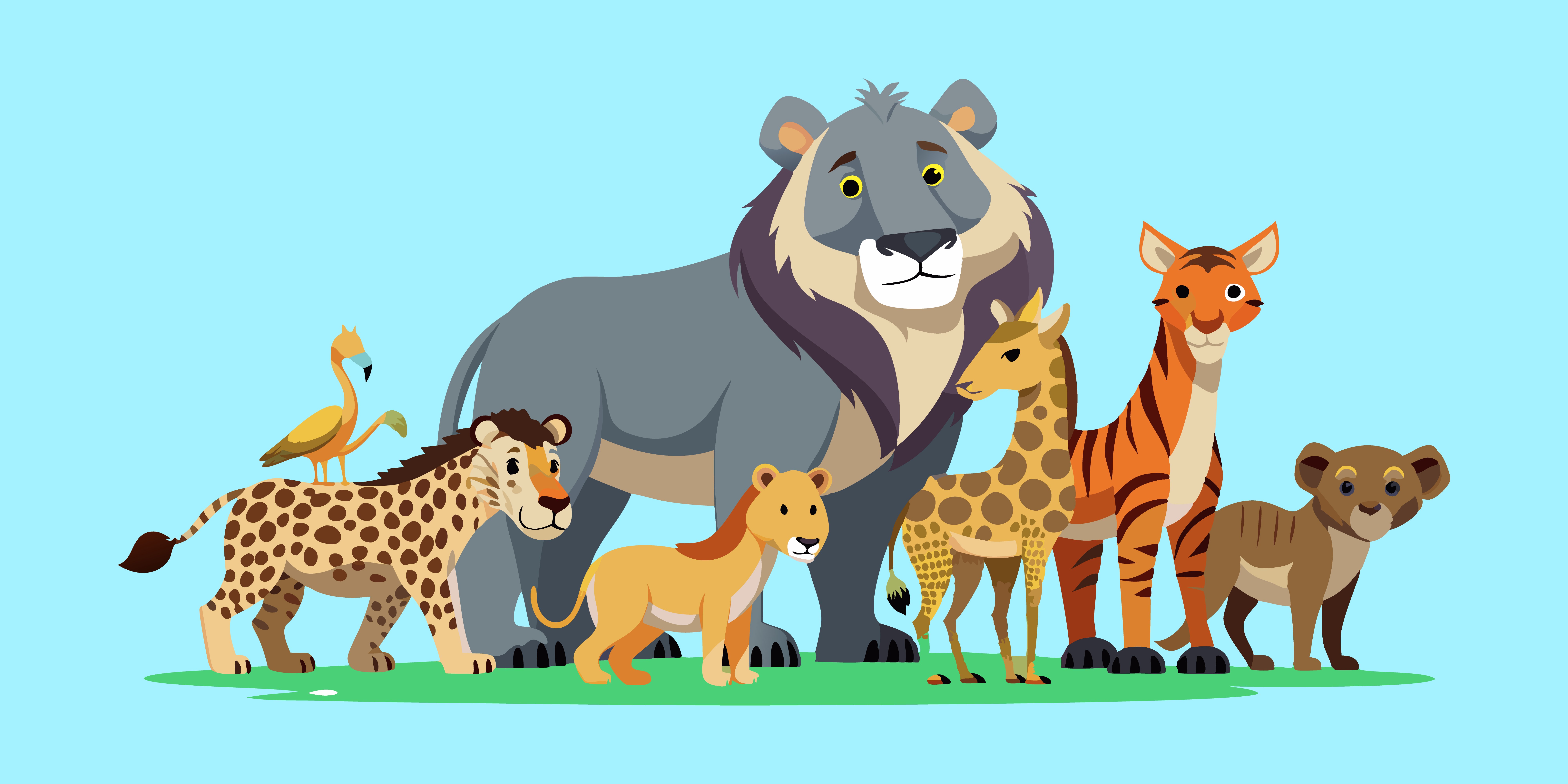 Set of animal cartoon character illustrations