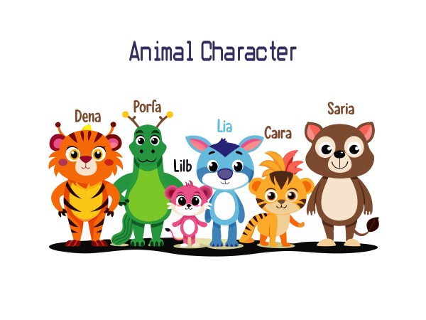 set of animals character vector illustrations গ্রাফিক্স ডিজাইন ফাইল