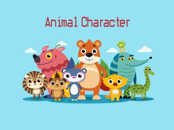 set of animals character vector illustrations গ্রাফিক্স ডিজাইন ফাইল