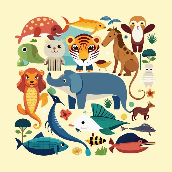 Set of animal cartoon character illustrations গ্রাফিক্স ডিজাইন ফাইল