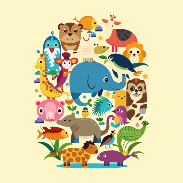 Set of animal cartoon character illustrations গ্রাফিক্স ডিজাইন ফাইল