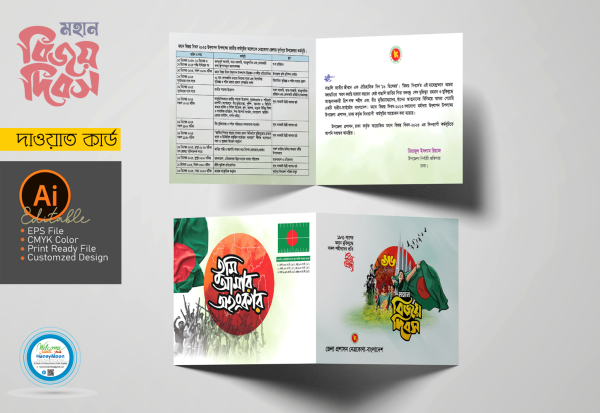 16th December Bojoy Dibos Invitation Card Design গ্রাফিক্স ডিজাইন ফাইল
