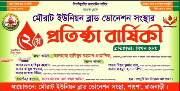 ব্লাড ডোনেশন সংস্থার প্রতিষ্ঠা বার্ষিকী ব্যানার ডিজাইন গ্রাফিক্স ডিজাইন ফাইল