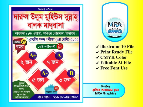 Madrasa Result Banner Design ।  ফেস্টুন ডিজাইন গ্রাফিক্স ডিজাইন ফাইল