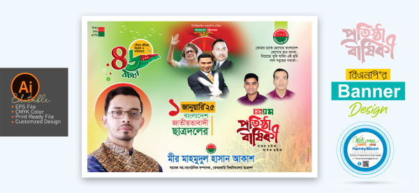 BNP ছাত্রদলের প্রতিষ্ঠা বার্ষিকী ব্যানার ডিজাইন গ্রাফিক্স ডিজাইন ফাইল