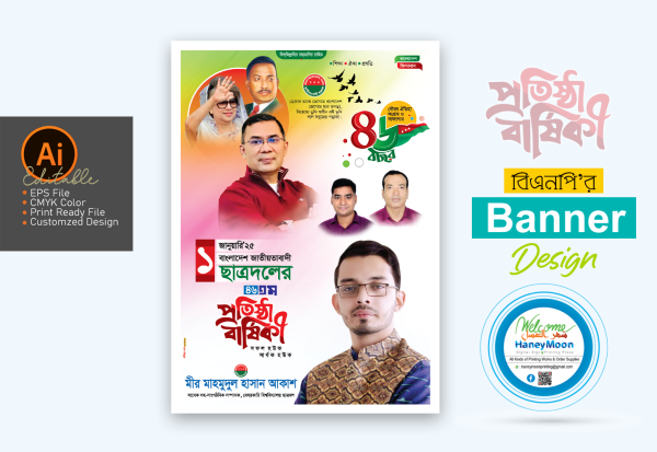 ১জানুয়ারি বিএনপি ছাত্রদলের প্রতিষ্ঠা বার্ষিকী পোস্টার ডিজাইন গ্রাফিক্স ডিজাইন ফাইল