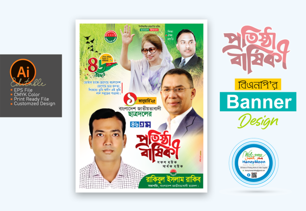 ১ জানুয়ারি ২০২৫ ছাত্রদলের প্রতিষ্ঠা বার্ষিকী পোস্টার ডিজাইন গ্রাফিক্স ডিজাইন ফাইল