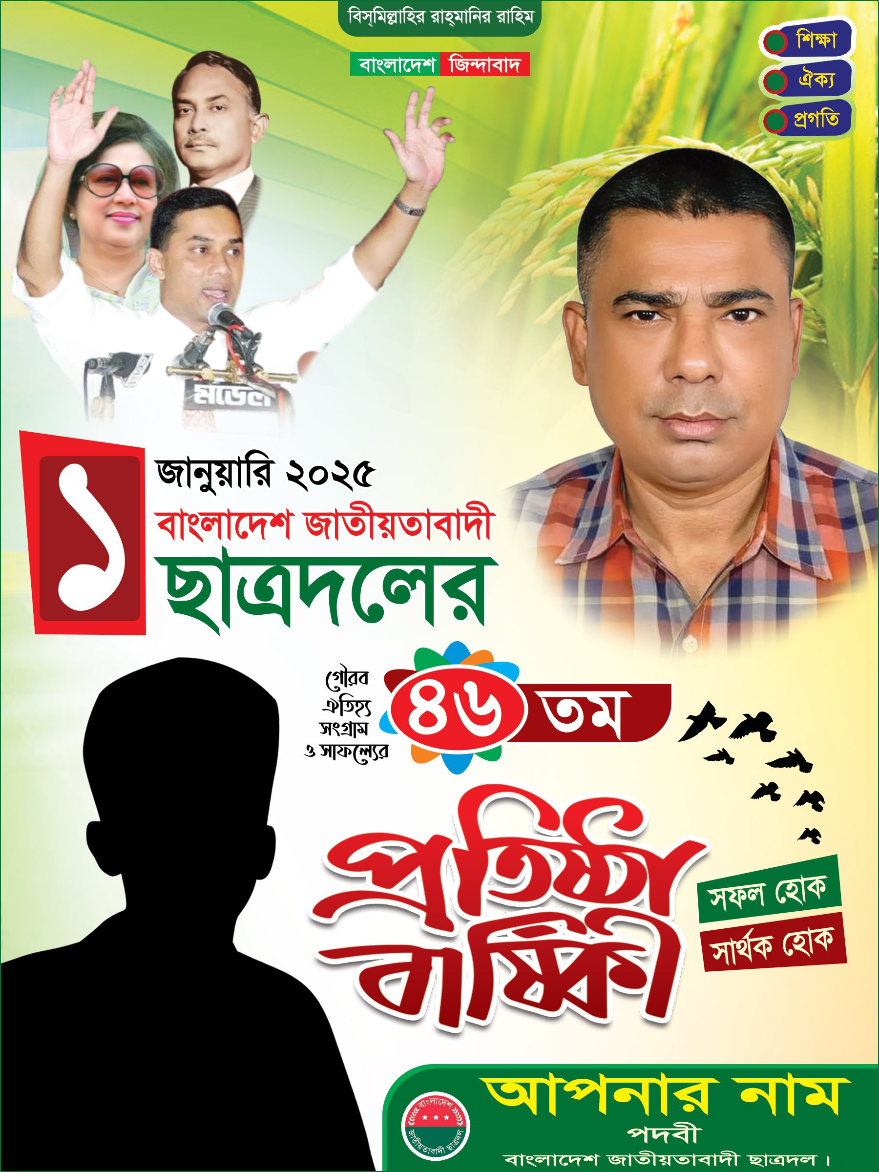 ছাত্রদলের প্রতিষ্ঠা বার্ষিকী ডিজাইন Chatrodol Bnp
