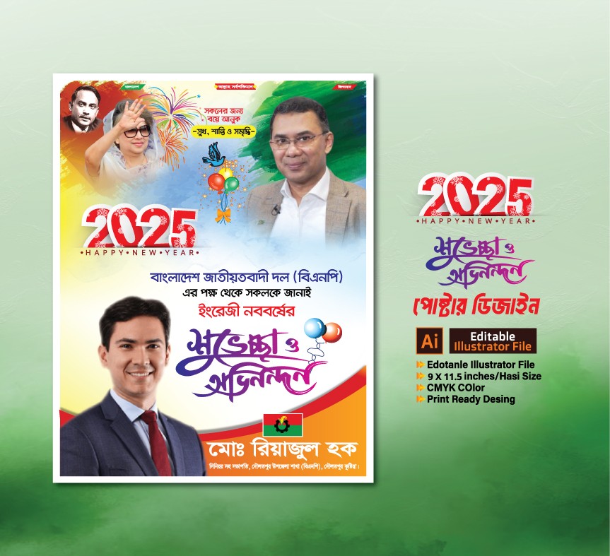 ইংরেজী নতুন বছরের পোস্টার ডিজাইন 2025