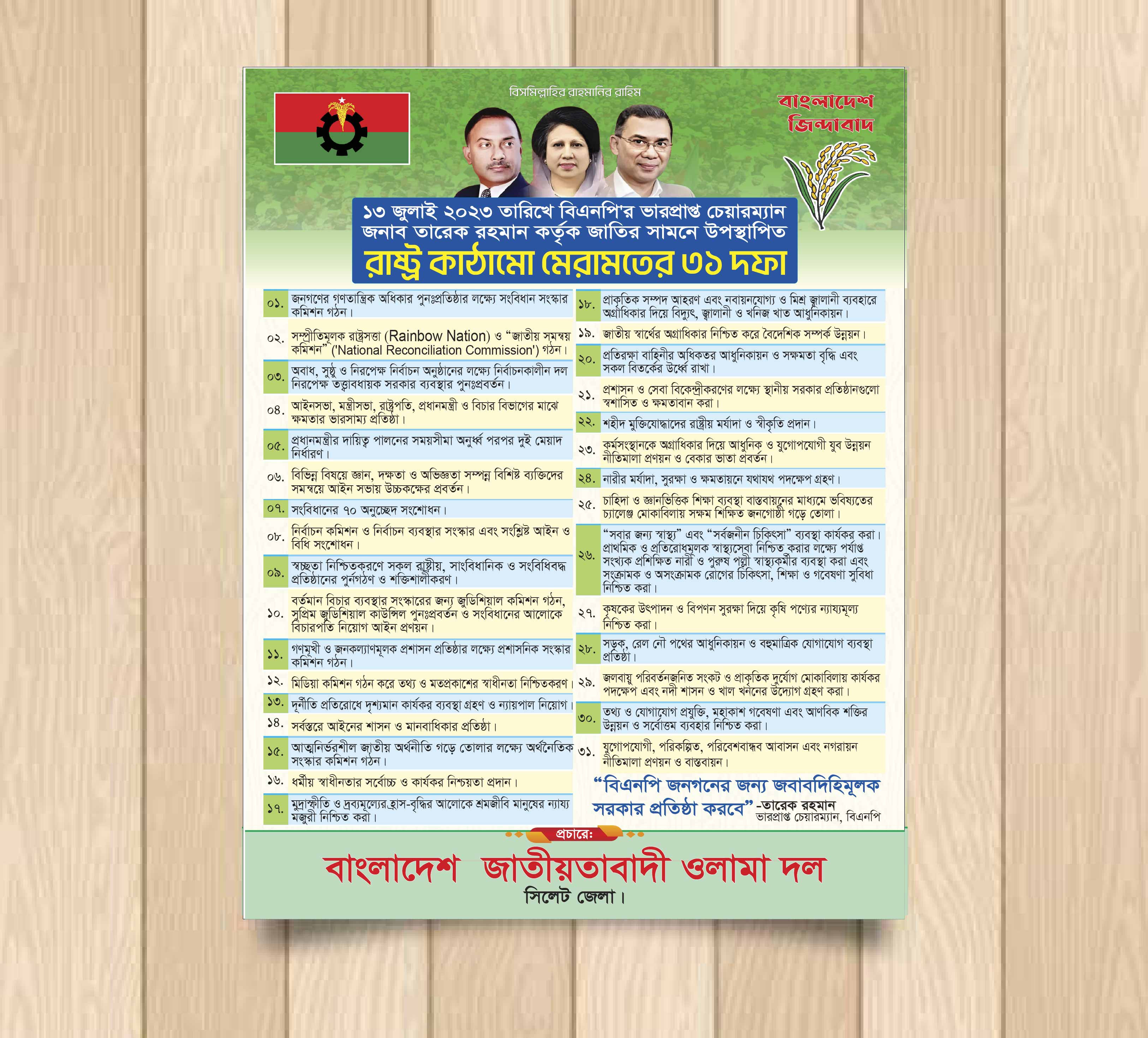 রাষ্ট্র মেরামতের ৩১ দফা পোস্টার ডিজাইন