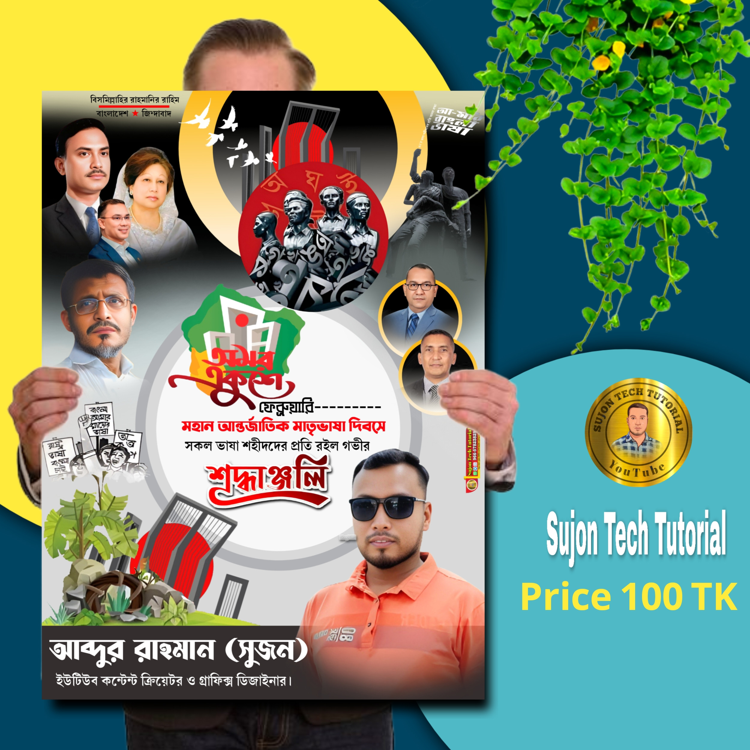 একুশে ফেব্রুয়ারি বিএনপি'র পোস্টার ডিজাইন 2025. Plp