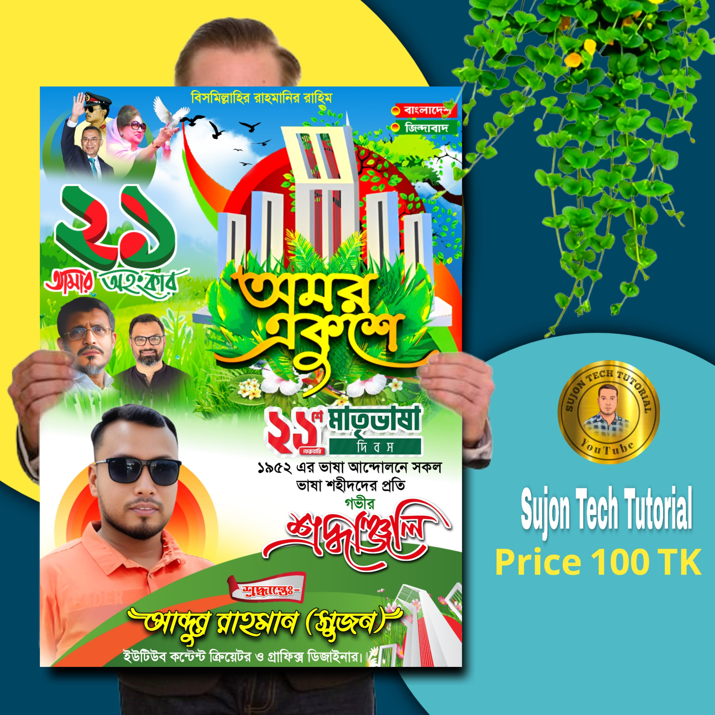 ২১শে ফেব্রুয়ারি বিএনপি'র পোস্টার PLP ফাইল ডিজাইন 2025