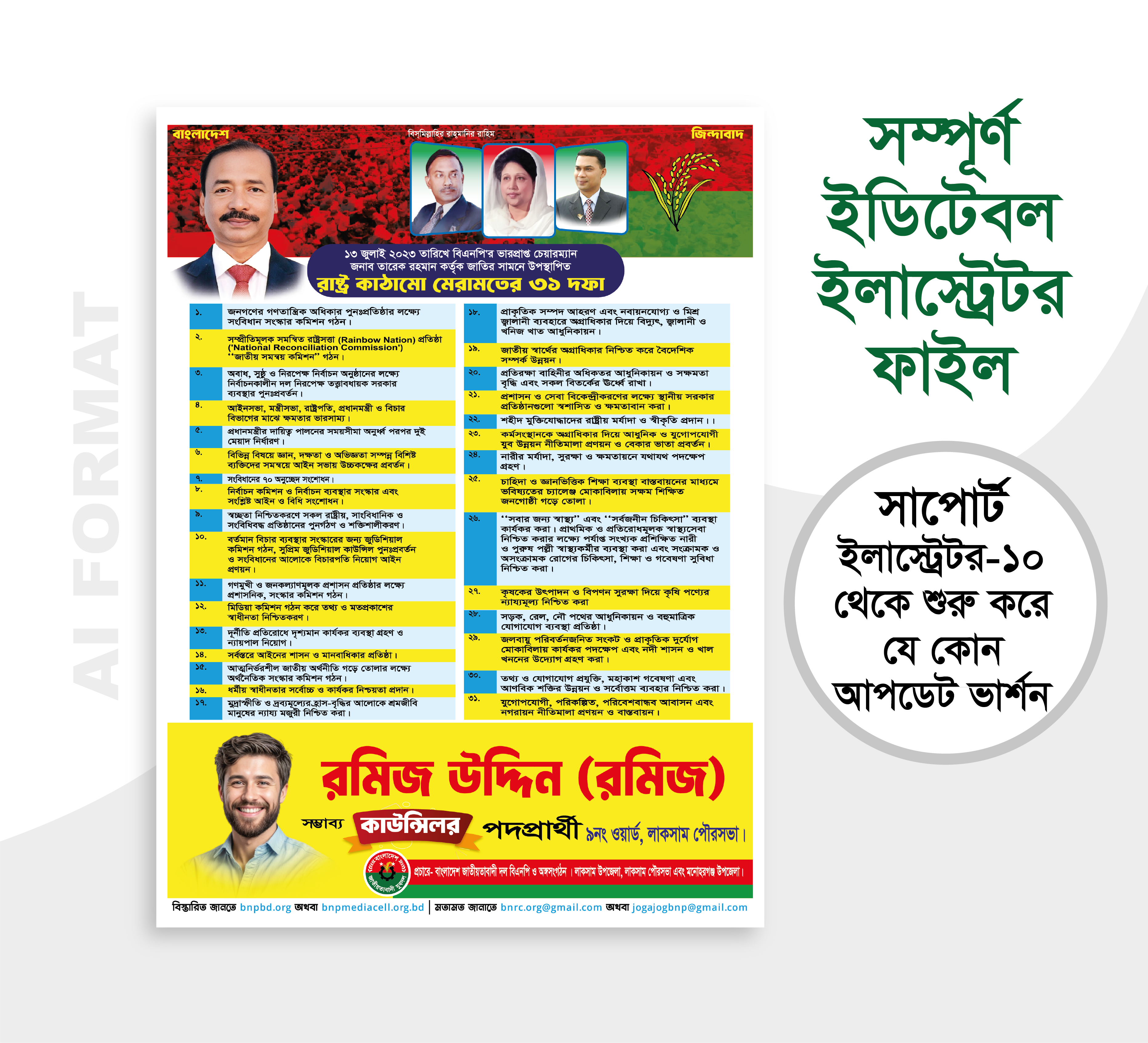 রাষ্ট্র মেরামতের ৩১ দফা পোস্টার | বিএনপির ৩১ দফা পোস্টার