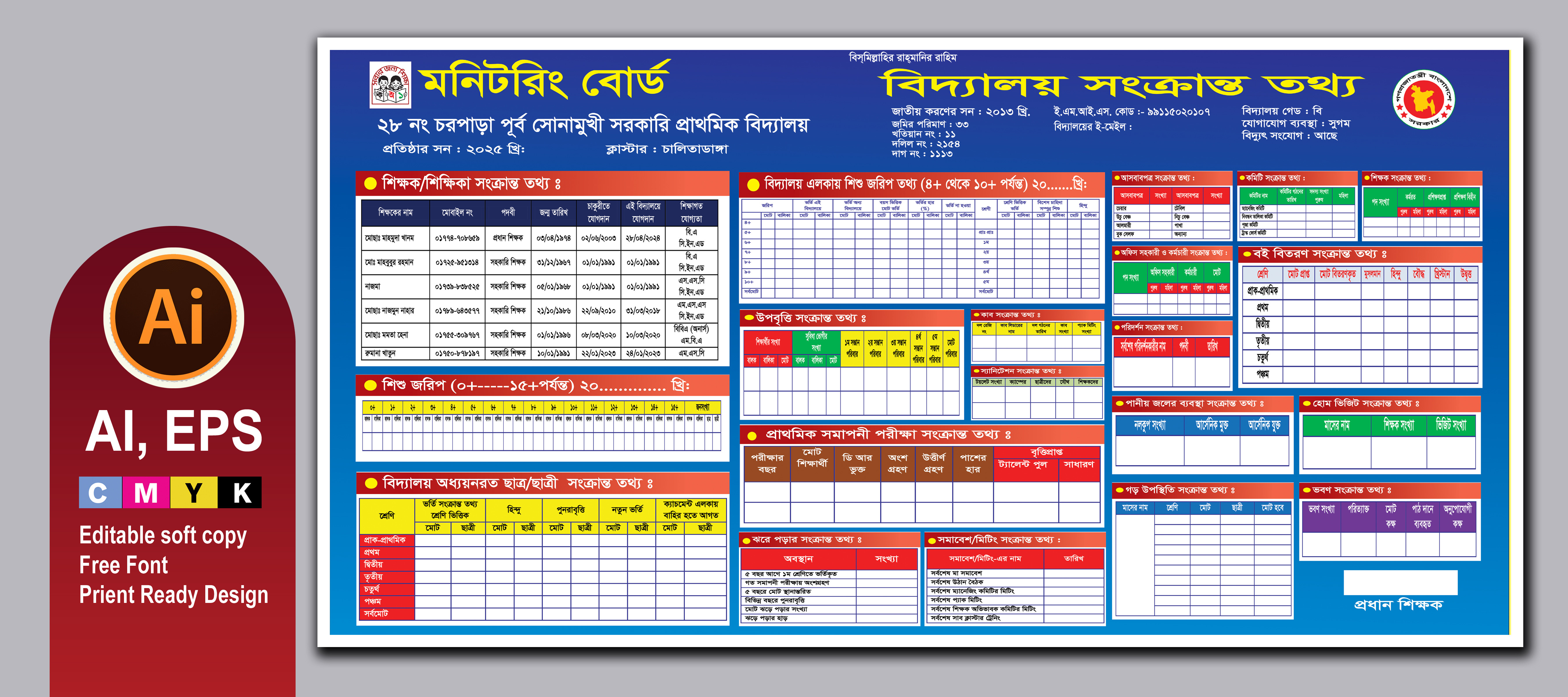 মনিটরিং বোর্ড প্রাথমিক বিদ্যালয়/Monitoring Board