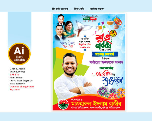 বিএনপি শুভ নববর্ষের ফেস্টুন ডিজাইন গ্রাফিক্স ডিজাইন ফাইল