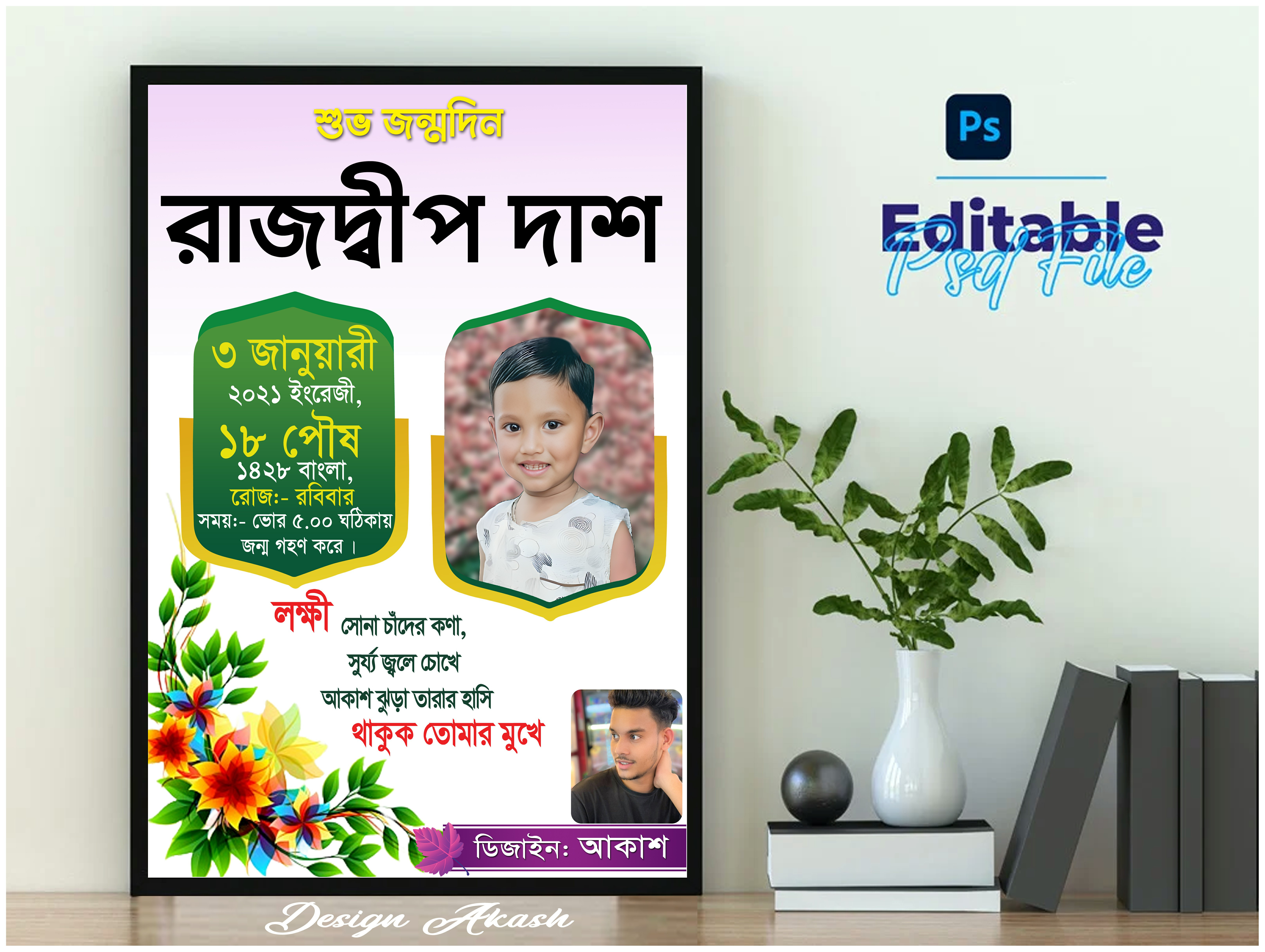 জন্ম স্মরণিকা ফ্রেম ডিজাইন – Jonmo Soronika Frame Design
