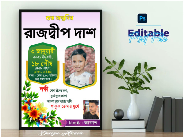 জন্ম স্মরণিকা ফ্রেম ডিজাইন – Jonmo Soronika Frame Design গ্রাফিক্স ডিজাইন ফাইল