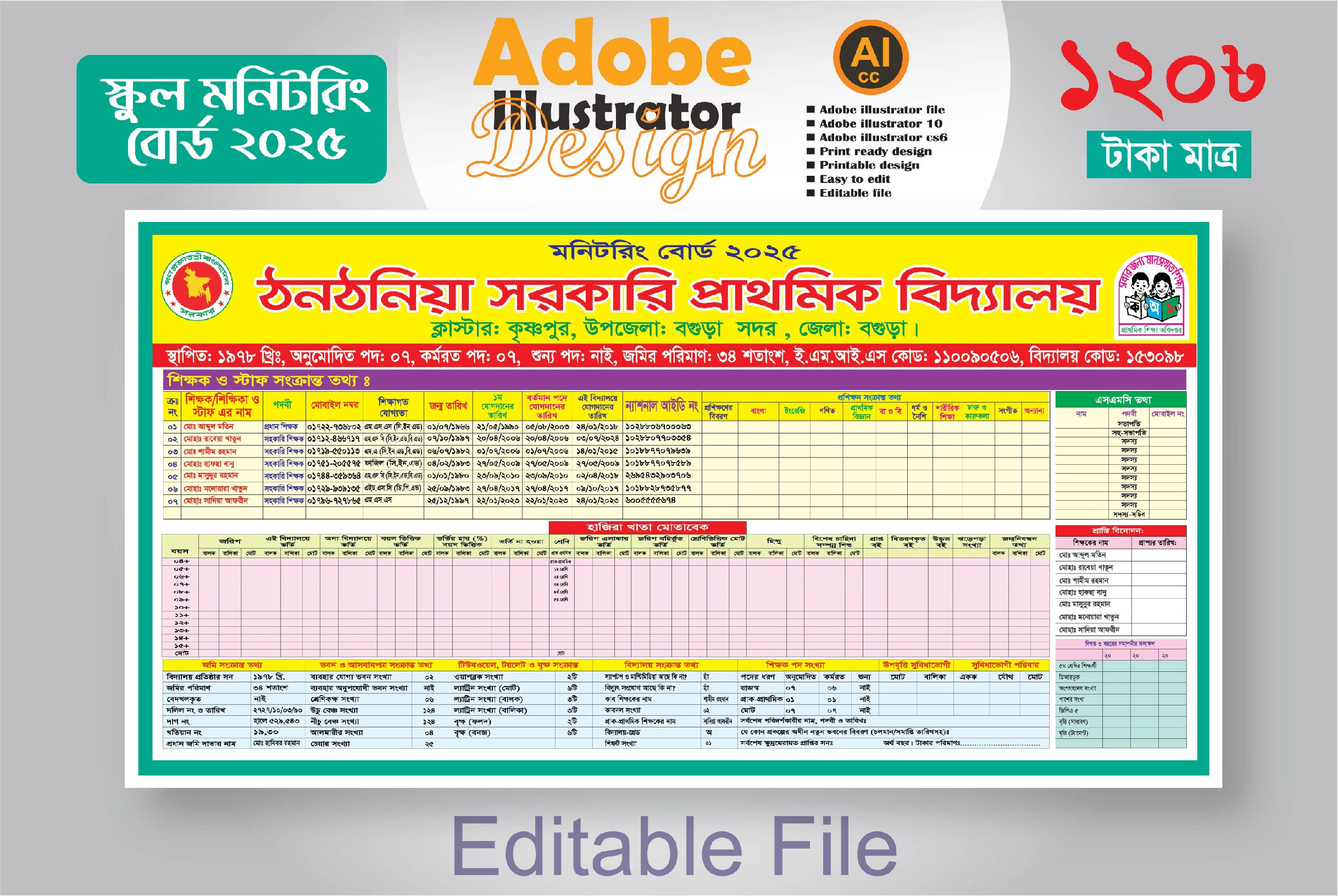 সরকারি প্রাথমিক স্কুল মনিটরিং বোর্ড ডিজাইন