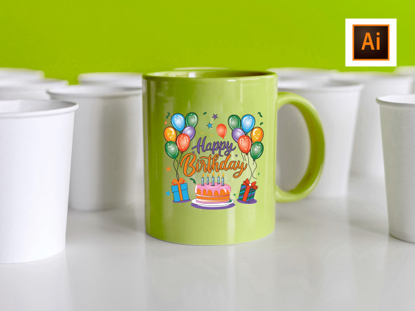 Happy Birthday Mug Design শুভ জন্মদিন মগ ডিজাইন গ্রাফিক্স ডিজাইন ফাইল