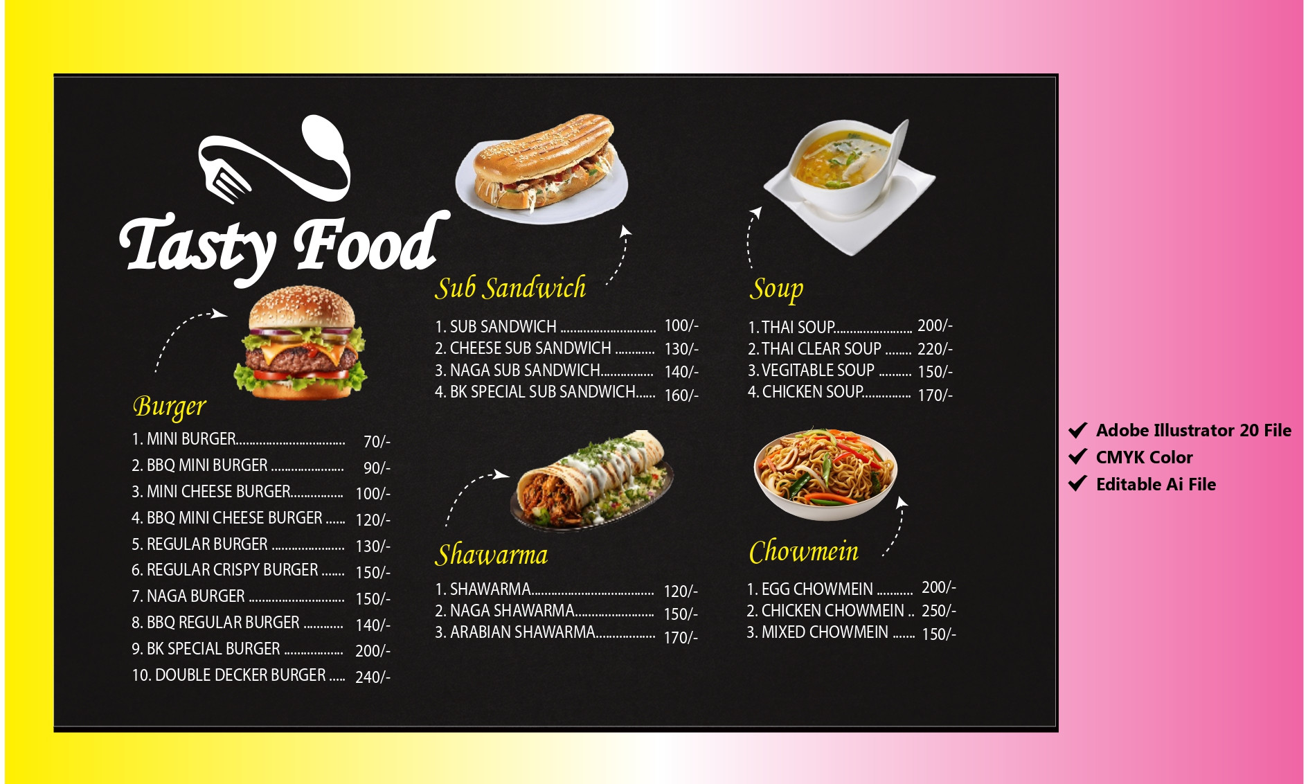 Restaurant Menu card Design রেস্টুরেন্ট মেনু কার্ড ডিজাইন