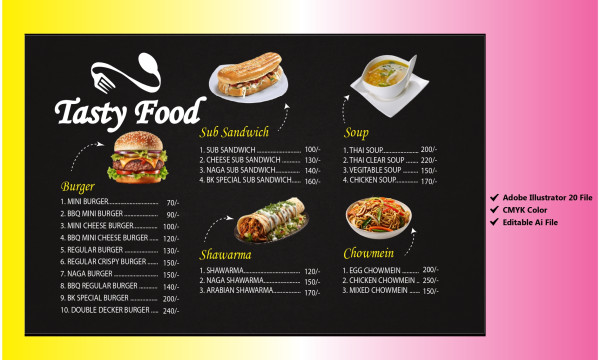 Restaurant Menu card Design রেস্টুরেন্ট মেনু কার্ড ডিজাইন গ্রাফিক্স ডিজাইন ফাইল
